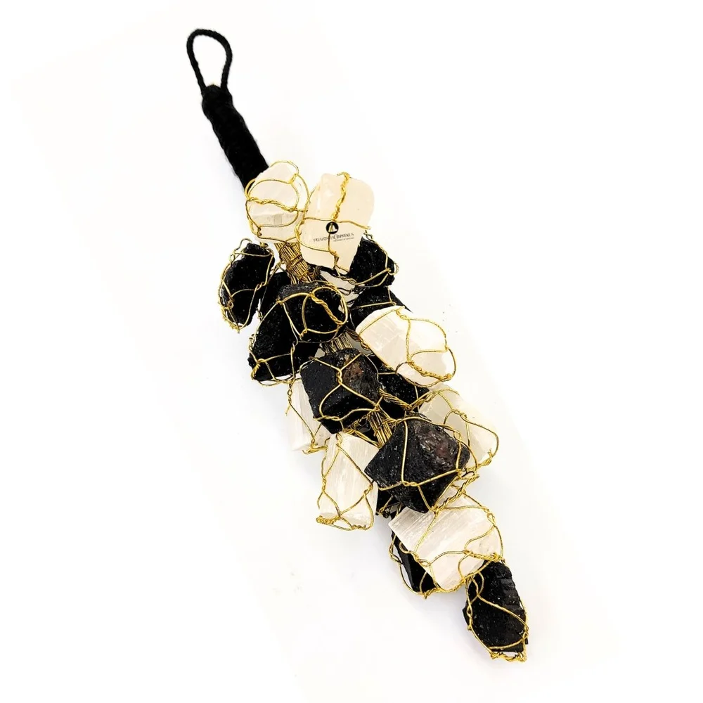 Selenite + Black Tourmaline Hanger